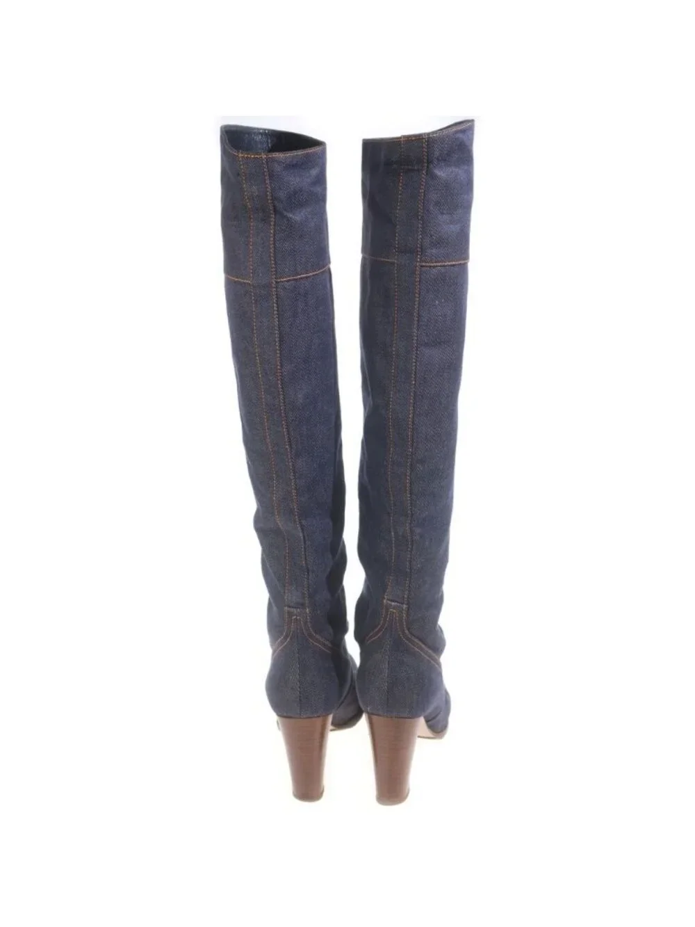 Hermes Indigo Denim Long Boots Navy Blue